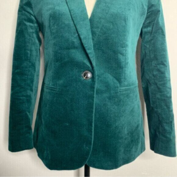 J. Crew Green Velveteen Single Breasted One-Button Blazer - Picture 8 of 14